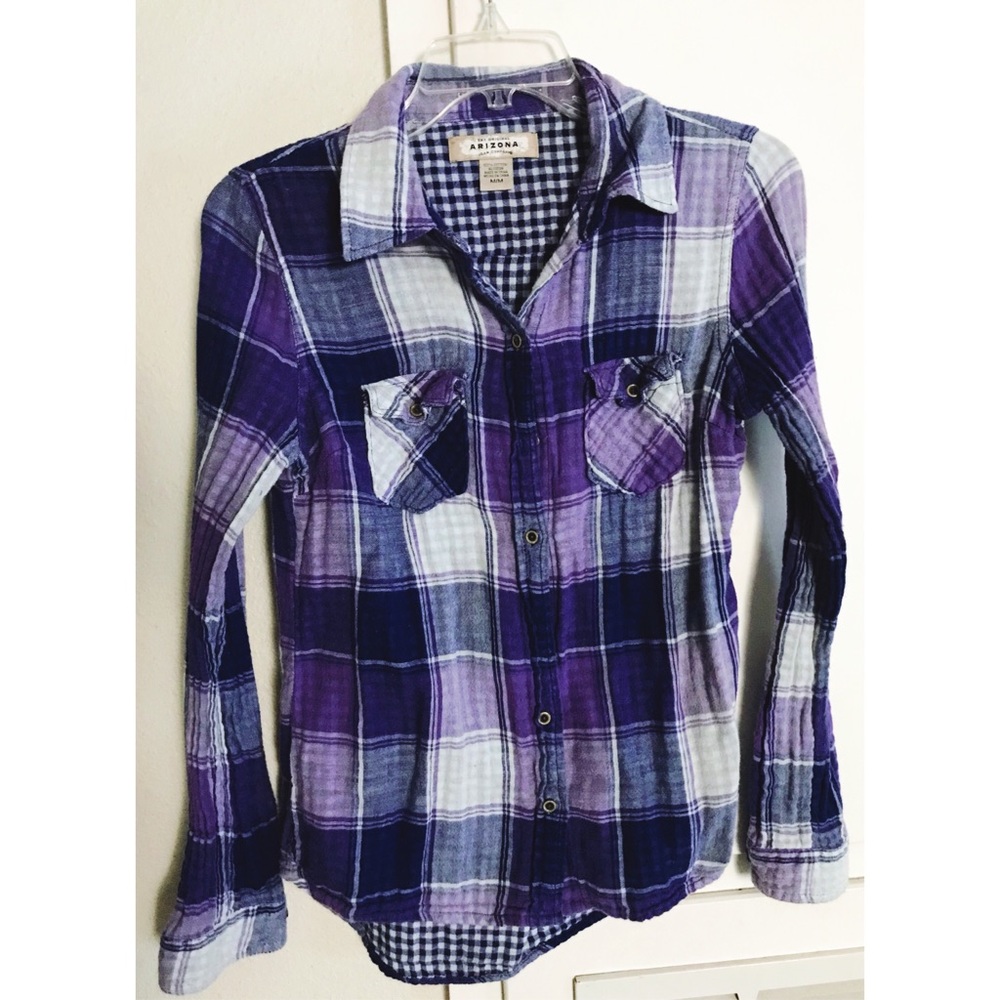 Purple plaid button up